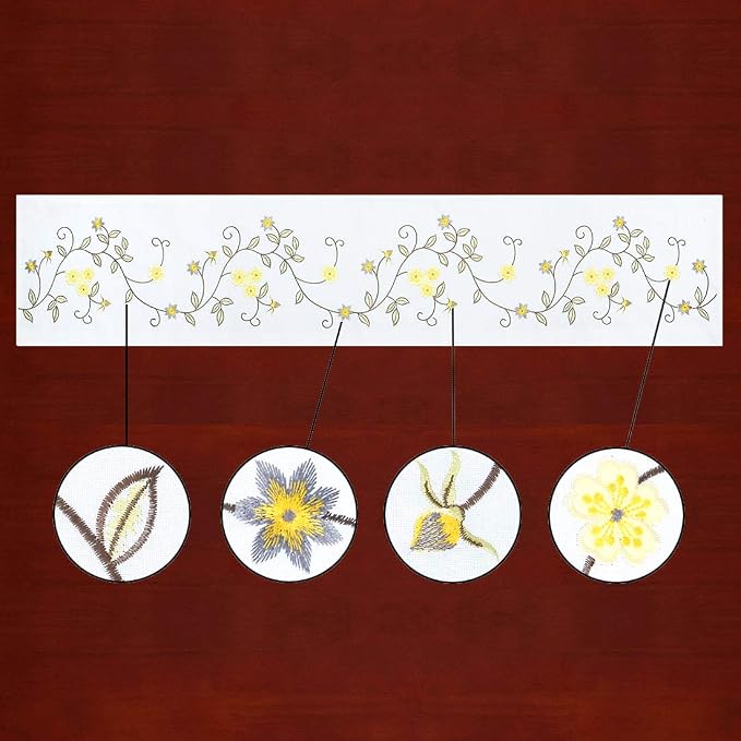 Double Thickness Rustic Embroidered Floral Table Runners - Image 2