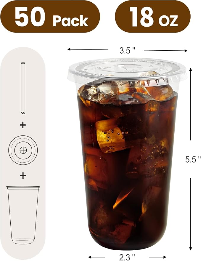 Soelomu 50 Sets 18oz Round Bottom Plastic Cups - Image 2