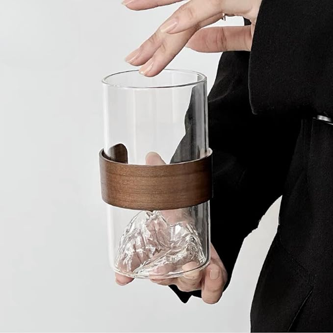 Mountain View Glass Cups – Modern Clear Glass Cups Set, Sleek Design, - Image 3