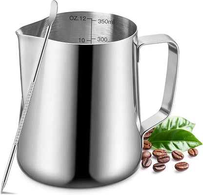 Milk Frothing Pitcher, 350ml/12oz Milk Frother Cup Stainless Steel Jug Steaming by UMUACCAN
