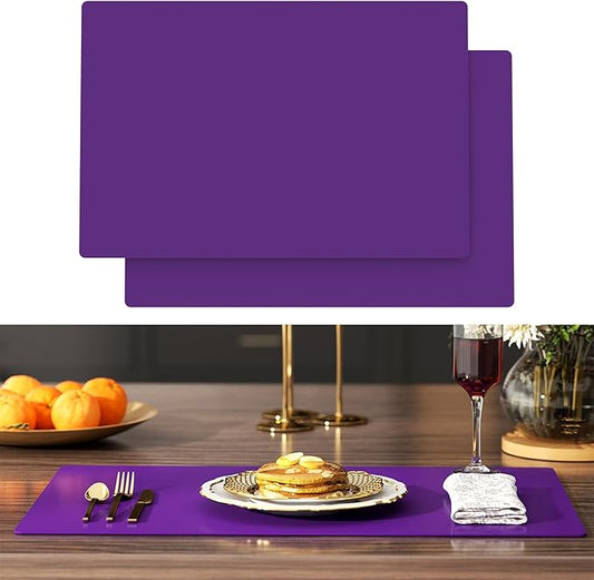 2-Pack Extra Thick Silicone Counter Mats - 24”x16” Large Heat Resistant Kitchen Countertop Protector, Non-Slip Hot Pad Trivet for Air Fryer, Hot Pots & Pans, Coffee Maker (Purple)