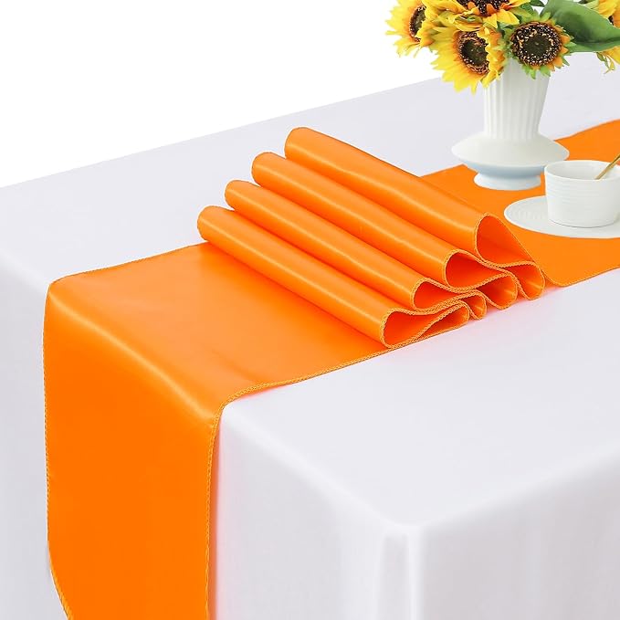 Satin Burnt Orange Table Runners 10 Pack 12 x 108 Inches - Image 2