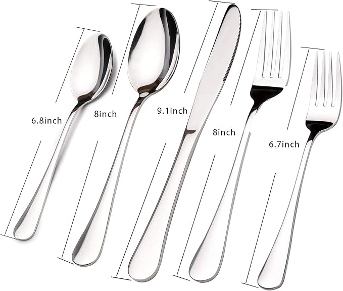 Silverware Set for 12 with Serving Utensil, Stainless Steel Flatware Cutlery | - Image 6