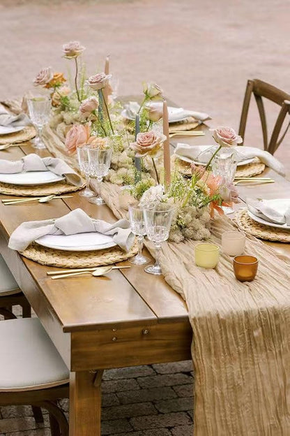 3Pack Beige Cheese Cloth Table Runner, 17 x 108 inch Beige Table Runners | - Image 7