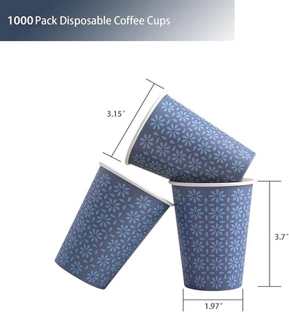 Clawsoff 1000 Pack Paper Cups 8 oz Bulk Disposable Coffee Cups Navy Floral | - Image 2