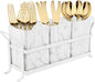 Kitchen Utensil holder for Countertop, Silverware Caddy,Marble White Cutlery Holder Utensils Organizer for Party Gatherings, Metal and Durable Design