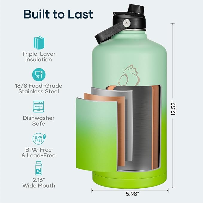 BUZIO 1 Gallon Water Bottle Insulated - Image 4