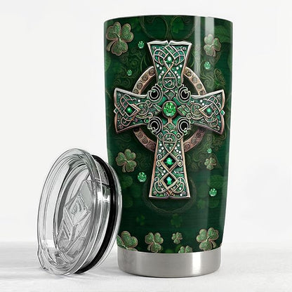 SANDJEST Irish Tumbler 20oz Irish Facts Celtic Cross Stainless Steel Tumbler - Image 3