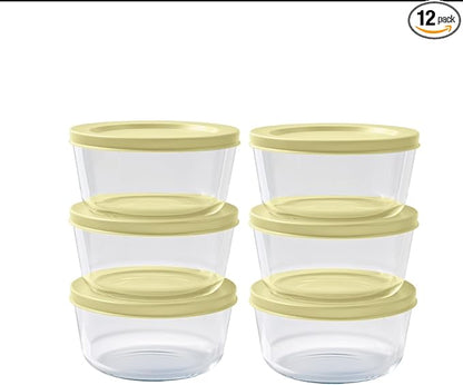 12-Piece Glass Food Storage Containers Set | 2-Cup, Leakproof | Microwave by DuraLiving
