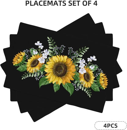 Fiokroo Sunflowers Wild Flowers Placemats Set of 4 Table Mats Table Tableware - Image 7