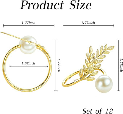 FrutPunch Gold Wheat Ear Pearl Shaped Napkin Rings Set of 12 | Gold Napkin Rings - Image 3