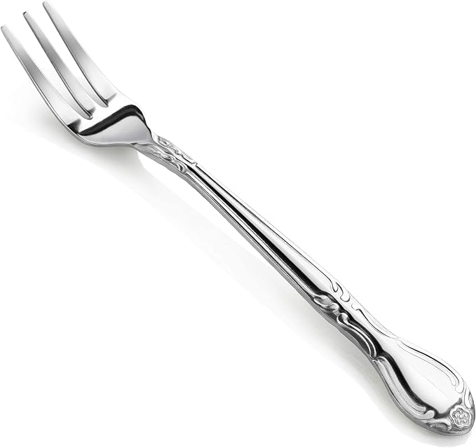 New Star Foodservice Rose Pattern Stainless Steel Oyster Fork, Commercial Grade - Image 2