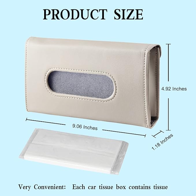 Car Tissue Holder, 2 Pack Sun Visor Napkin Holder, Premium PU Leather, Car Mask - Image 2