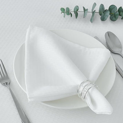 maxmill Cloth Napkins 20 x 20 Inch Weaved Texture Pattern Soft Comfortable and Luxury Serviette for Restaurant Family Dinners Weddings Parties and Banquets Set of 4 Pieces, White