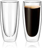 18.5oz Glass Coffee Mugs Set of 2, Double Walled Espresso Cups for Latte Cappuccino Cocoa Milk Cafe Juice, Clear Glass Tea Cup Set Glassware Gift for Christmas Birthday (18.5oz-2Pack)