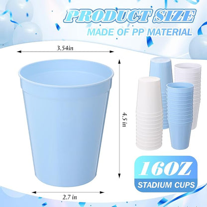 Yungyan 100 Pack 16 oz Stadium Cups Reusable Plastic Cups Blank Drink Stadium - Image 2