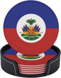 6 Pack Haiti Flag Leather Coaster by GTEVUTS
