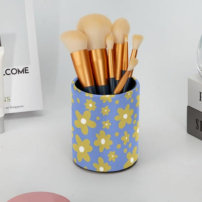 Yellow Flowers Leather Pen Holder - Image 6