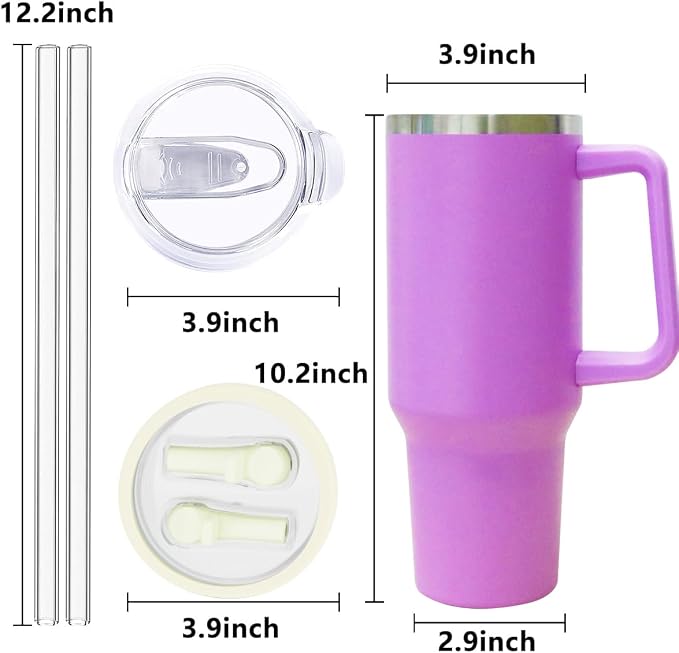 SYACOT 40 oz Tumbler with Handle and Straw Stainless Steel Insulated Tumbler - Image 2