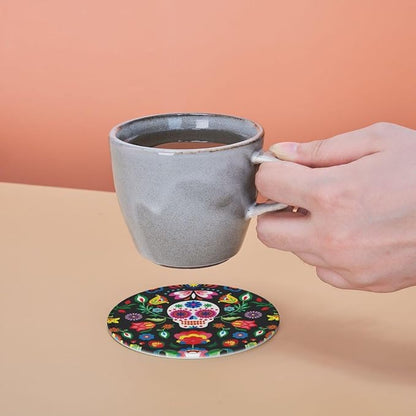 Skeleton Floral Cool Mexican Skull Coasters - Image 8