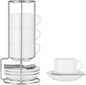 8 Ounce Cappuccino Cups Set of 4, Includes Display Stand, Cups Saucers by Renewrevital