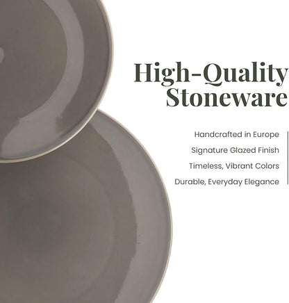 Larder & Vine Ceramic Stoneware Dinnerware 16-Piece Set, 4 Place Settings (French Gray)