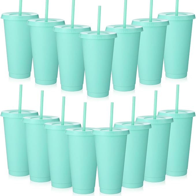 Honeydak 15 Pack Tumbler with Straw and Lid Bulk Cups by Honeydak
