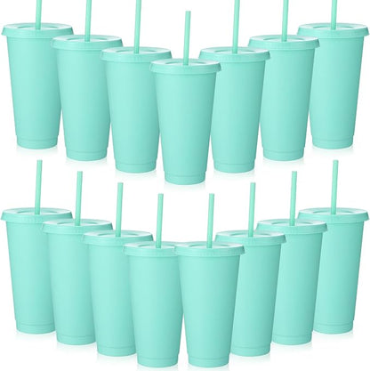 Honeydak 15 Pack Tumbler with Straw and Lid Bulk Cups by Honeydak