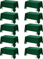 10-Pack Hunter Green Tablecloths for Rectangle Tables, 60 x 120 Inches, Stain-Resistant Polyester Fabric for 6 Foot Tables - Washable Table Covers for Weddings, Birthday Parties, Events