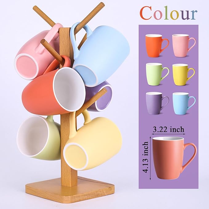Coffee Mugs Set of 6, 12oz Ceramic Coffee Mugs - Image 4