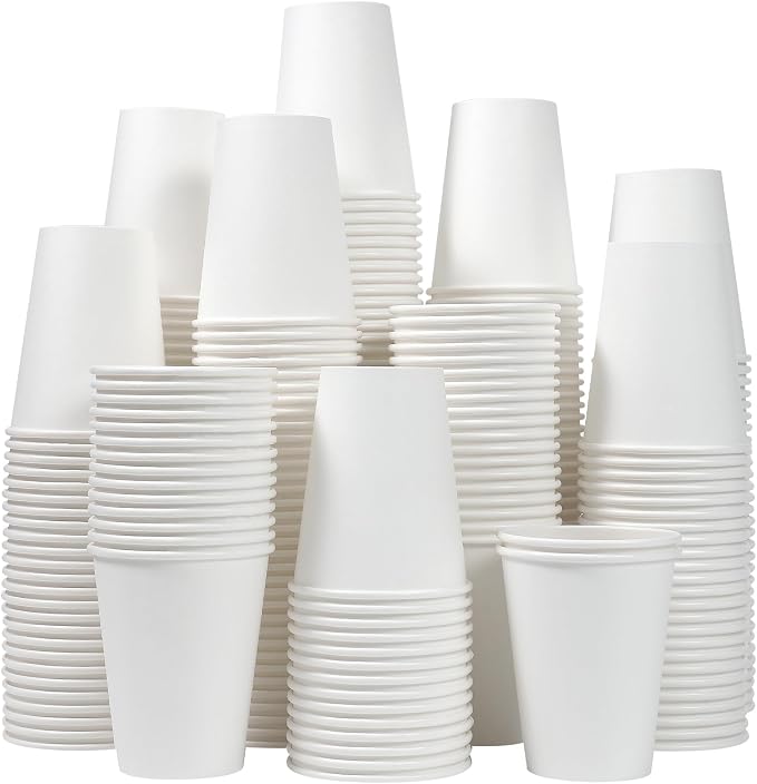 Clawsoff 300 Count 12 oz Paper Coffee Cups Disposable White Hot Coffee Cups | by BuyNow