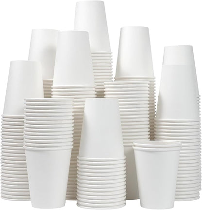 Clawsoff 300 Count 12 oz Paper Coffee Cups Disposable White Hot Coffee Cups | by BuyNow