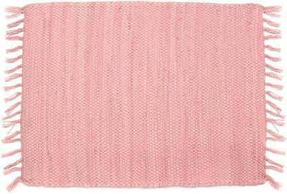 PILLOWPIA Handcrafted Chindi Placemat – 100% Cotton, Handwoven Boho Table Mat | Eco-Friendly Colorful Decor for Dining Room, Kitchen, or Coffee Table – Peony Pink Woven Accent