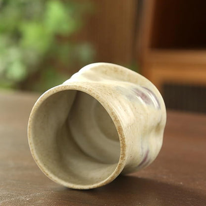 Unique Glaze Coffee Cups Set, Handleless Teacup Retro Coarse Ceramic Mugs - Image 5