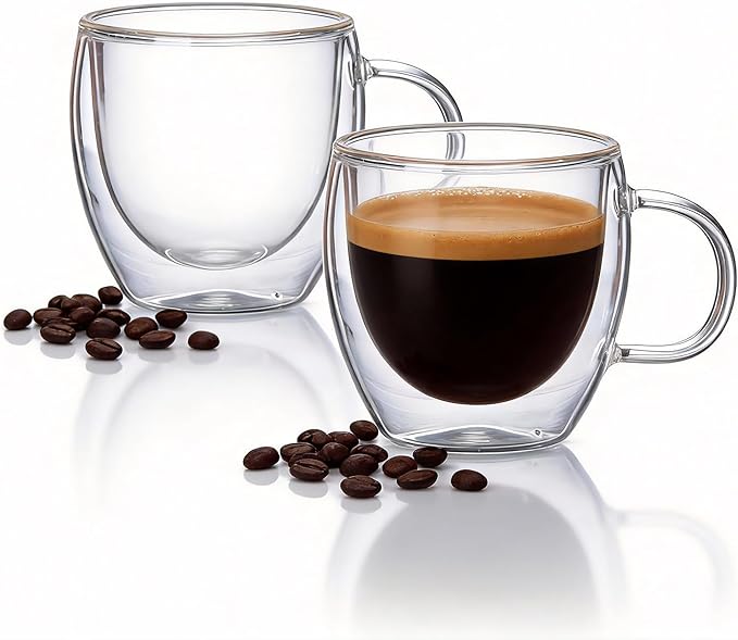 Double Wall Insulated Espresso Shot Cups 5.4 OZ Set of 2, Small Clear by Unknown