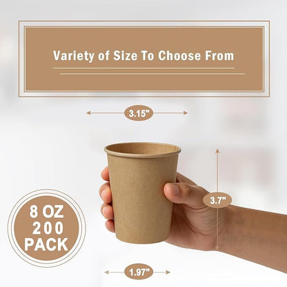 Lamosi 200 Pack 8 oz Kraft Paper Cups, Suitable - Image 2