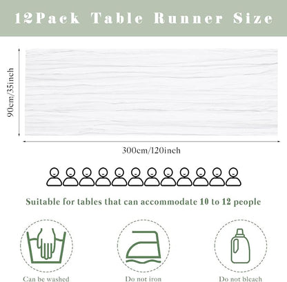 12 Pcs White Cheesecloth Table Runner 10FT Runner - Image 3