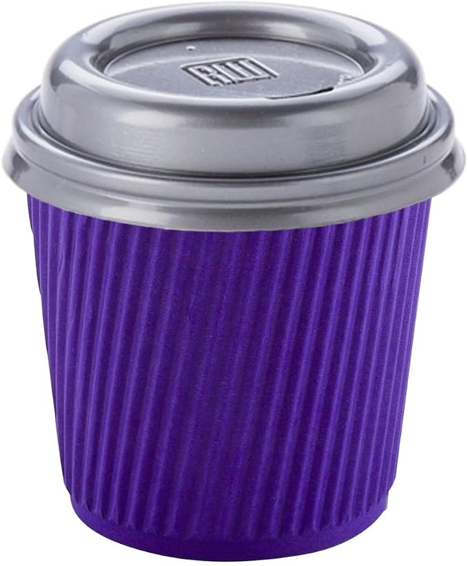 Restaurantware Ripple Wall Coffee Cups 500 Count 4 Ounce Insulated Royal Purple - Image 6