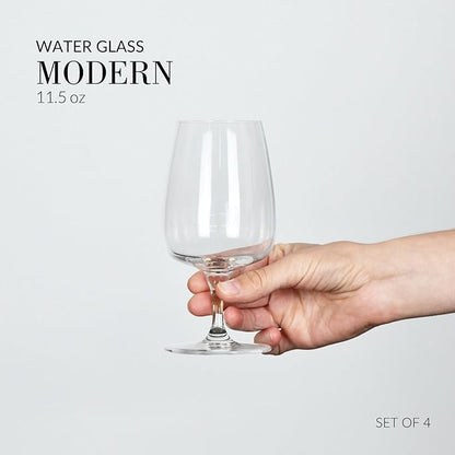 Krosno - Stemmed Tulip Water Glasses, Set of 4, 11.2 oz, Ideal Goblets for Dessert, Cocktails, Juice, Drinking Glasses, Lead-Free and Safe, Dishwasher Safe, Made in Europe