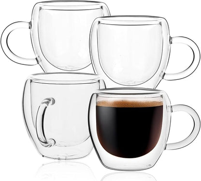 Espresso Cups Set of 4 with Handle, 2.5oz Expresso Coffee Cup, Small Expresso by Wells