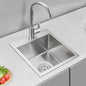 ROVATE 17 x 19 Inch Drop in Bar Sink Single Bowl, Topmount 304 Stainless Steel Small Kitchen Sink with 1 Hole, Handmade Overmount Wet Bar Prep Sinks with Basket Strainer