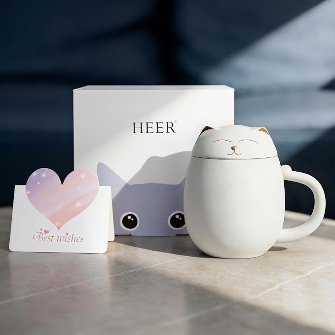 HEER Cat Ceramic Tea Mug 13.5oz - Image 2