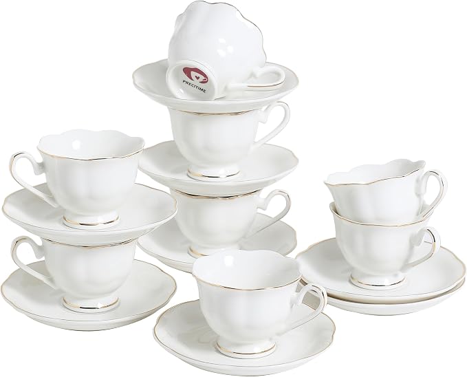 White Porcelain 75ml Demitasse Set of 8 by PRECITIME