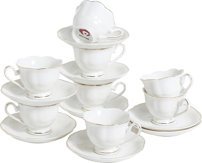 White Porcelain 75ml Demitasse Set of 8 by PRECITIME
