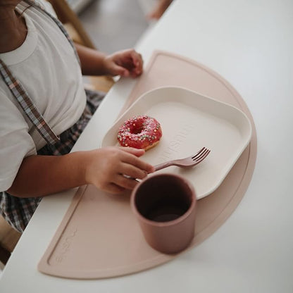 mushie Square Dinnerware Plates for Kids | Made in Denmark, Set of 2 (Ivory)