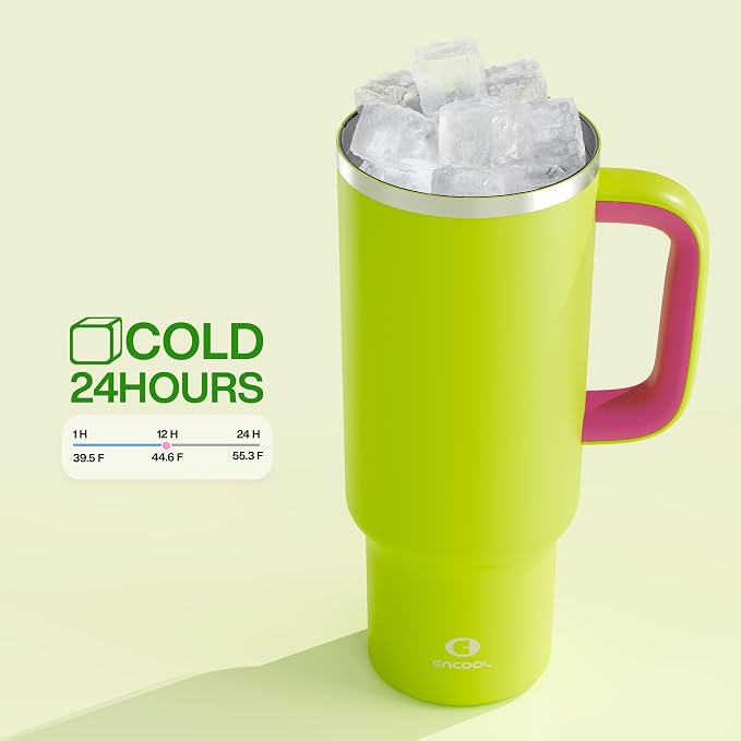 ENCOOL 40 oz Tumbler with Handle and Straw: Stainless Steel Insulated Tumbler - Image 7