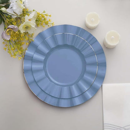 Efavormart 9" Salad Plates – Set of 10 Plastic Ocean Blue Round Disposable - Image 2