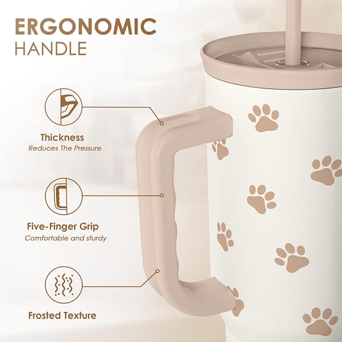 Paw Print Tumbler with Handle, Gifts - Image 3