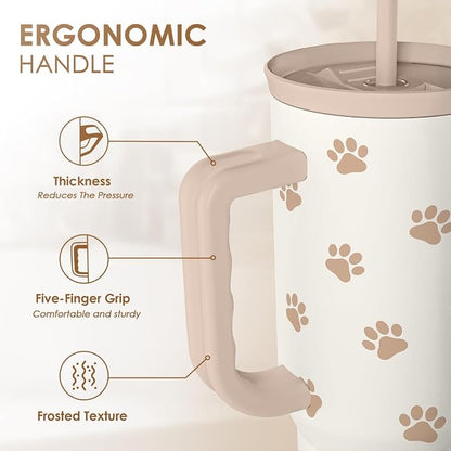 Paw Print Tumbler with Handle, Gifts - Image 3