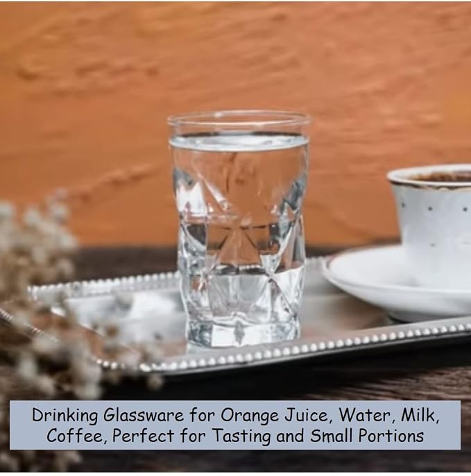 BOHEM'S Small Juice Glasses, Mini Clear Glass Cups Tumblers, Drinking Glassware - Image 2